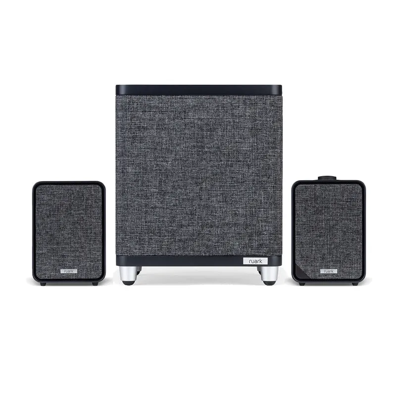Ruark RS1 Subwoofer with MR1 MK3 Active Bluetooth Speakers Pair Charcoal Black