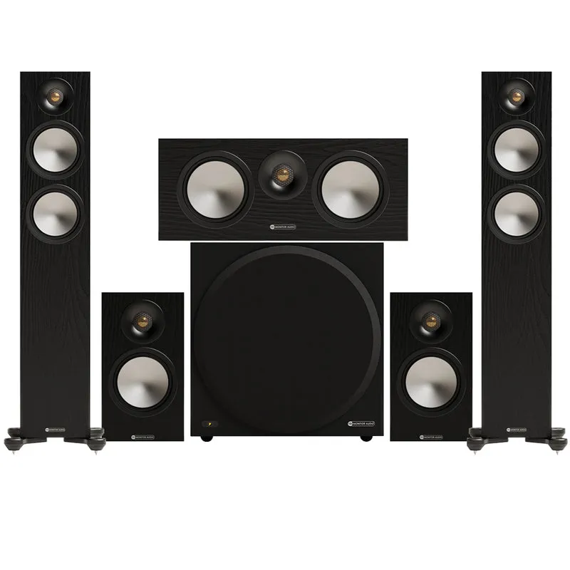 Monitor Audio Bronze 300 7G 5.1 Floorstanding & Bronze 50 Bookshelf Speaker Bundle – Black
