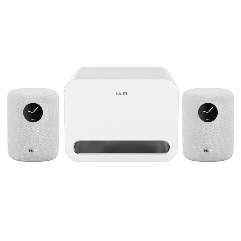 WiiM Sub Pro Wireless Subwoofer with WiiM SOUND Wireless Multiroom Smart Speakers Pair - White