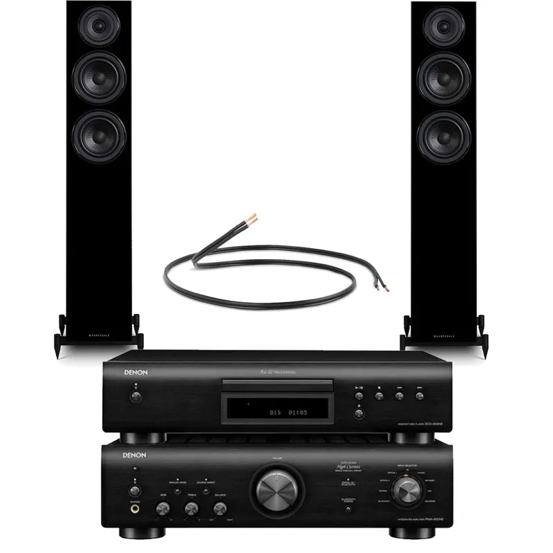 Denon PMA-600NE Amp & DCD-600NE CD Player with Wharfedale Diamond 12.3i Floorstanding Speakers Hi-Fi Bundle Black