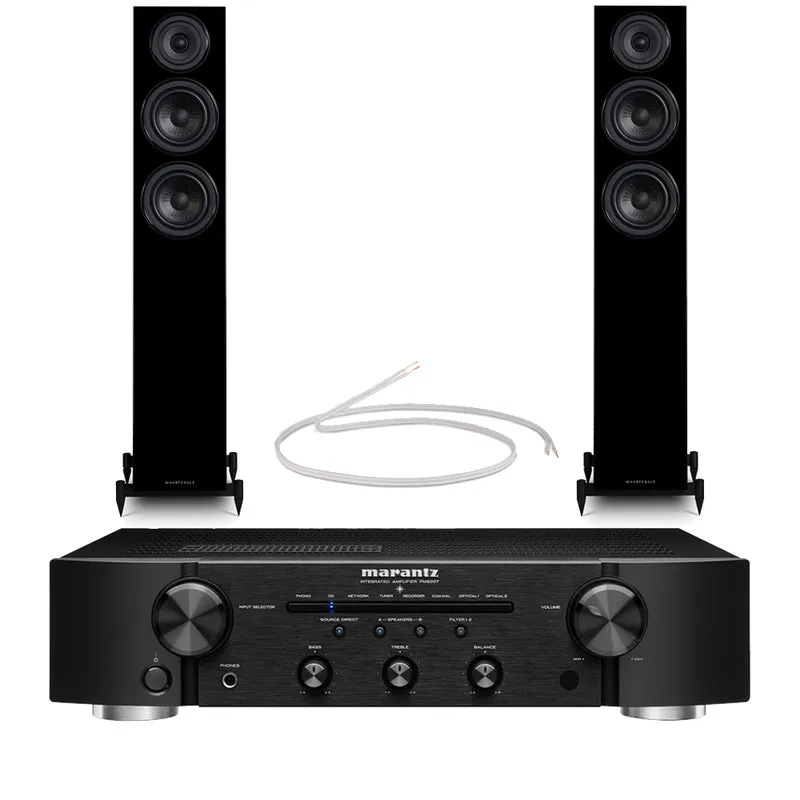 Marantz PM6007 Integrated Amplifier with Wharfedale Diamond 12.3i Floorstanding Speakers Pair Black HiFi Package