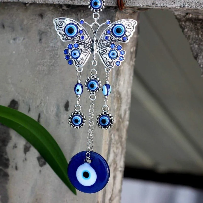 Blue Evil Eye Butterfly Charm