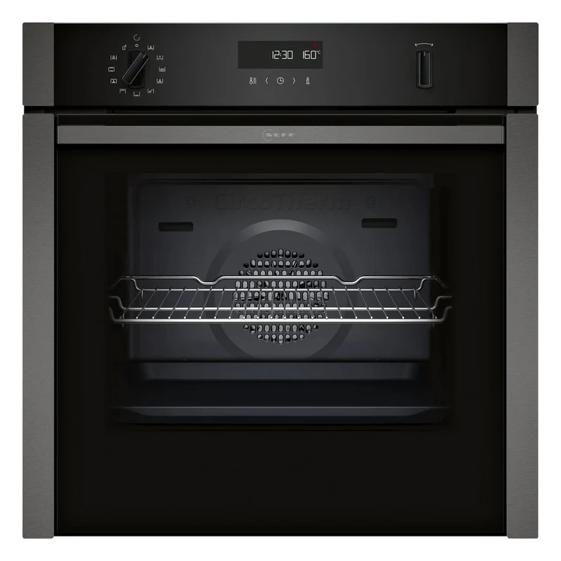 Neff B6ACH7AG7B N50 Slide & Hide Wifi Connected 60cm Built In Electric Single Oven with Pyrolytic Cleaning Graphite A+ Rated