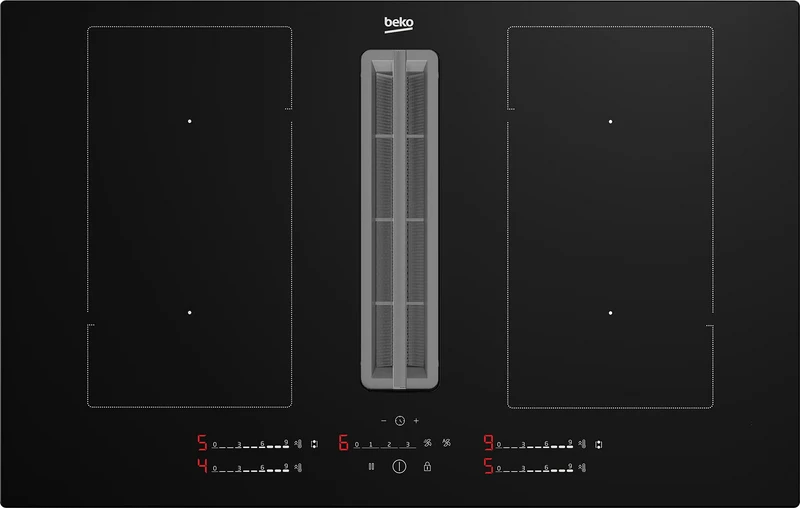 Beko HIXI84700UP 80cm Hob with Integrated Vented Extractor Black