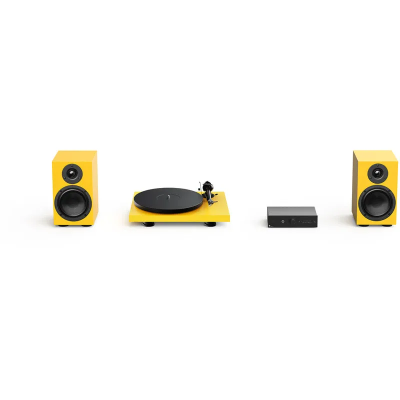 Pro-Ject Colourful Audio System 2 with Debut EVO 2 Turntable MaiA S3 Amplifier and Speaker Box 5 S2 Speakers - Satin Golden Yellow