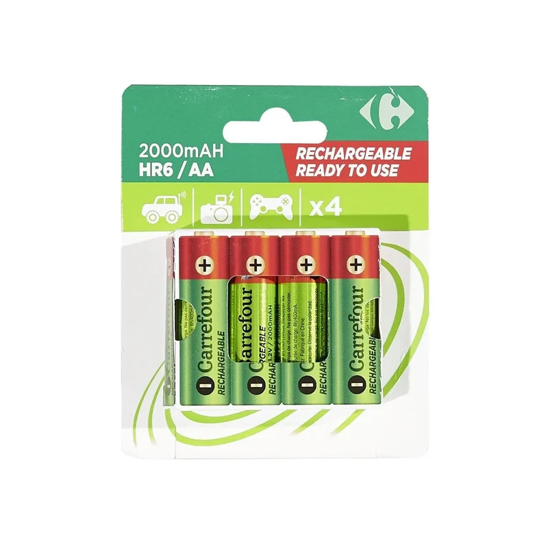 Piles rechargeables AA/HR6 2000mAh préchargées carrefour
