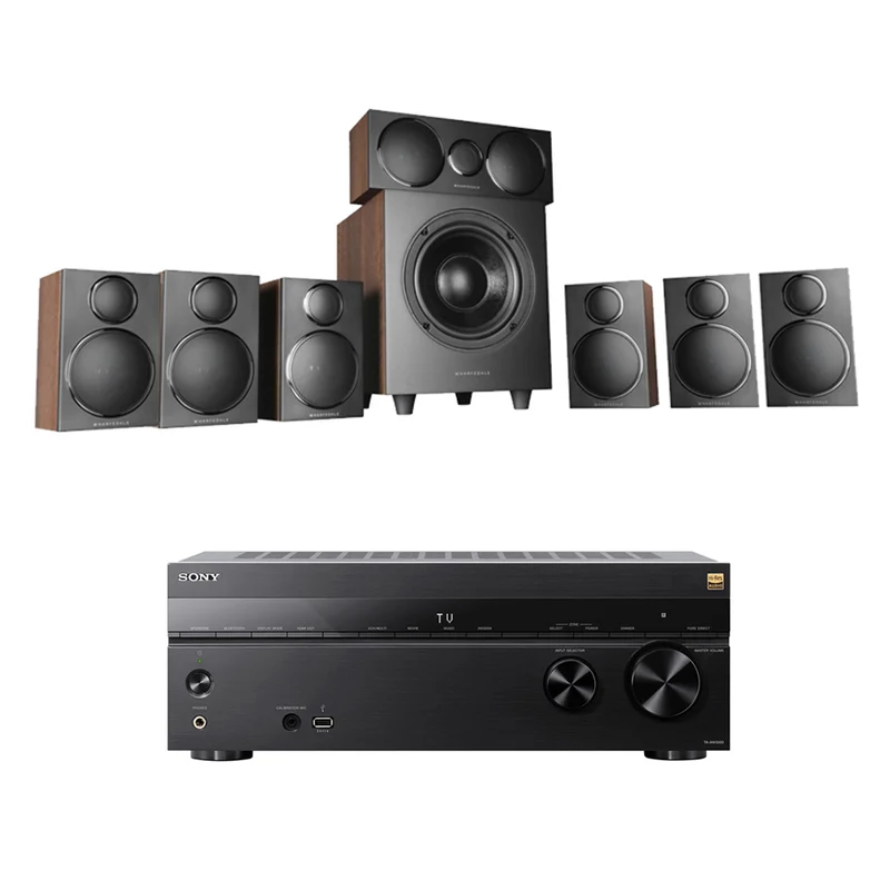 Sony TA-AN1000 7.2 Ch 8K Dolby Atmos AV Amplifier with Wharfedale DX3 HCP 7.1 Walnut Speaker Package