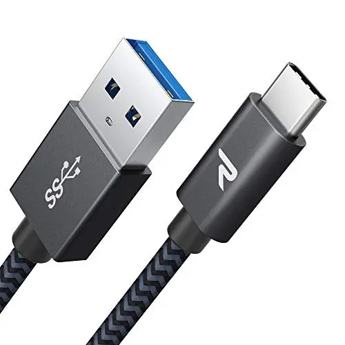 Câble USB Type C à USB 3.0 [2m] Rampow - Charge/Synchro Rapide - Câble USB C en Nylon Tressé - Gris Sidéral