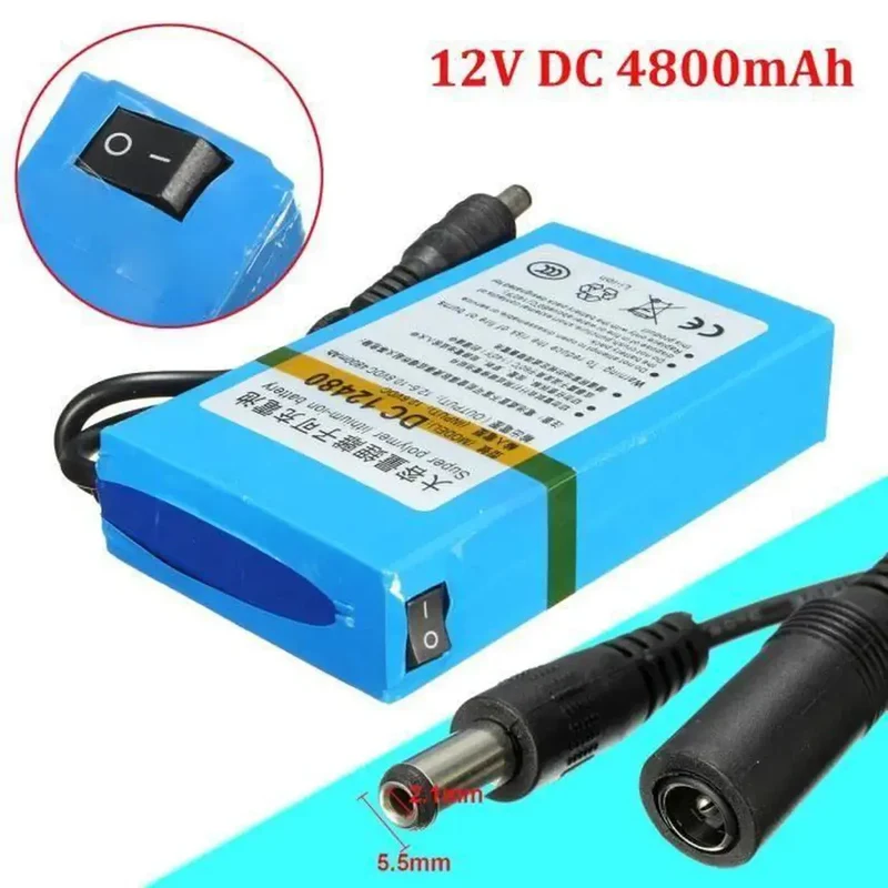 4800mAh Lithium Li-ion Batterie DC 12V Rechargeable Chargeur Pour CCTV Caméra