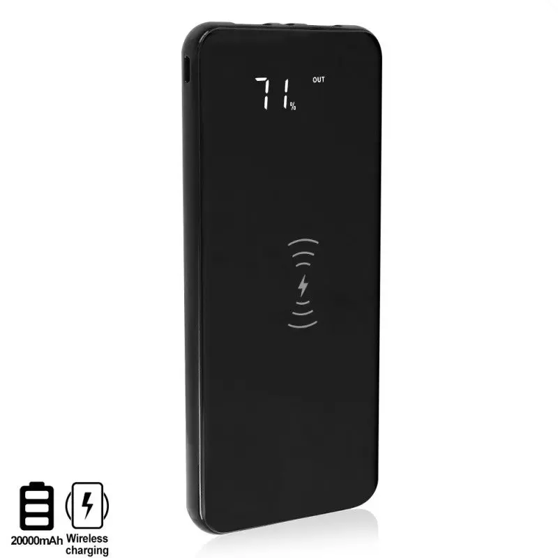 Batterie Externe 20000mAh Chargeur Sans Fil Qi + Écran LED - Charge Rapide 2 USB
