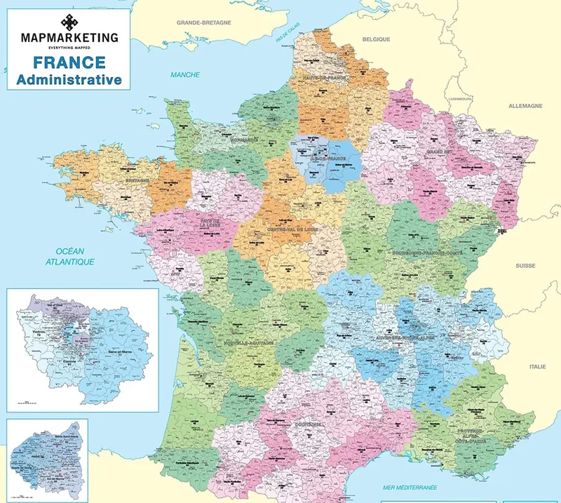 Carte administrative française plastifié