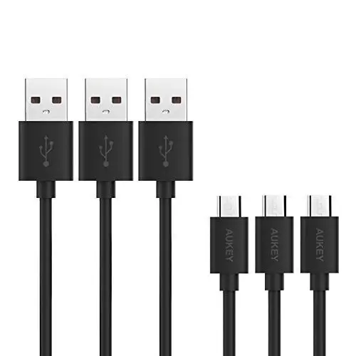 AUKEY Câble Micro USB de 1,2 M [ 3-Pack ] Câble USB Chargeur et Synchronisation pour Smartphones