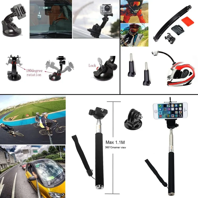 Leknes Lot de 52 accessoires professionnels pour GoPro Hero 1 2 3 4 5