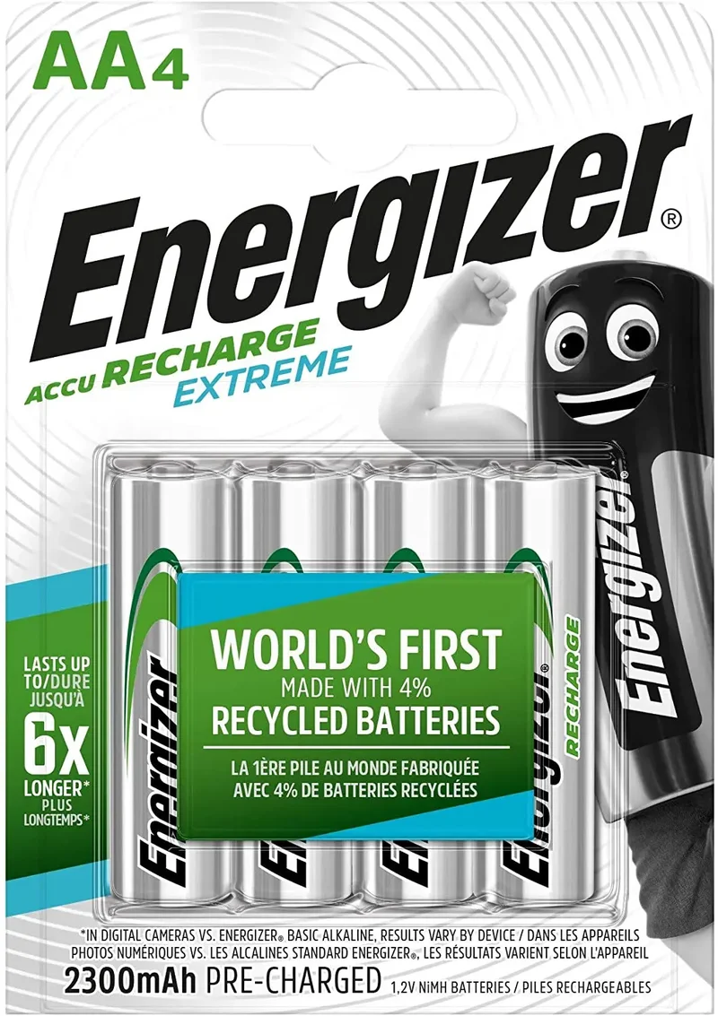 Piles Rechargeables AA Energizer Accu Recharge Extreme 2300mAh — Lot de 4
