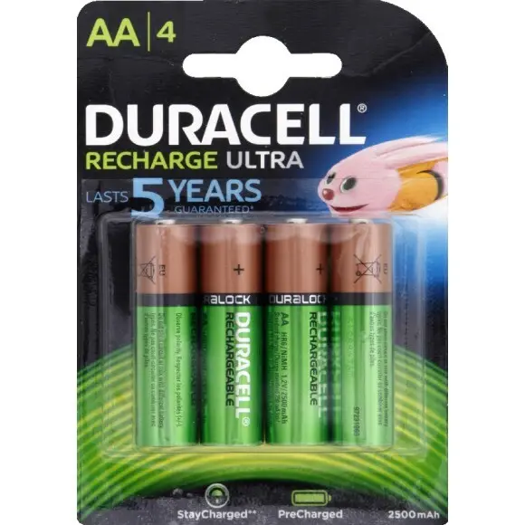 Lot de 4 piles Duracell Pile rechargeable Duracell AA/LR6 ULTRA POWER 5000394057043