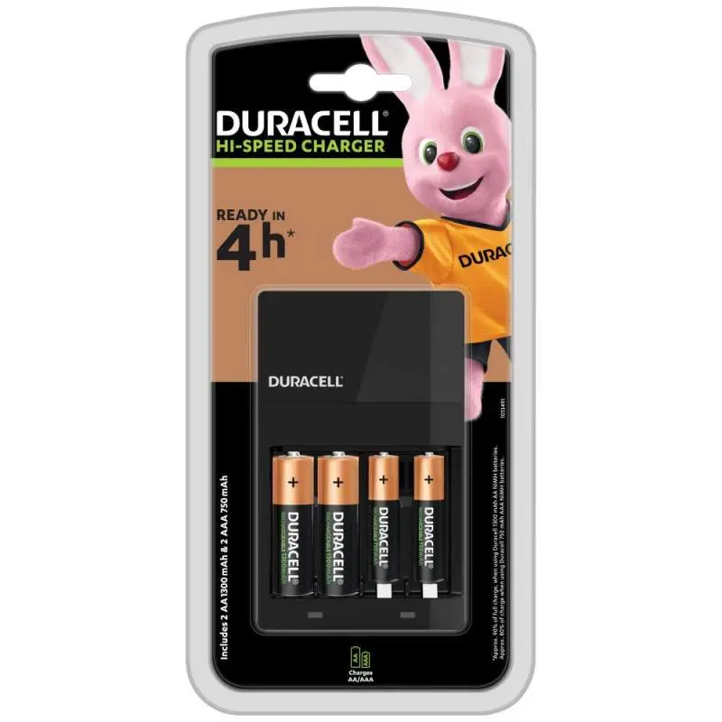 Chargeur de batterie Duracell HI-Speed value + 4 piles Duracell (1300mAh) 5000394118577