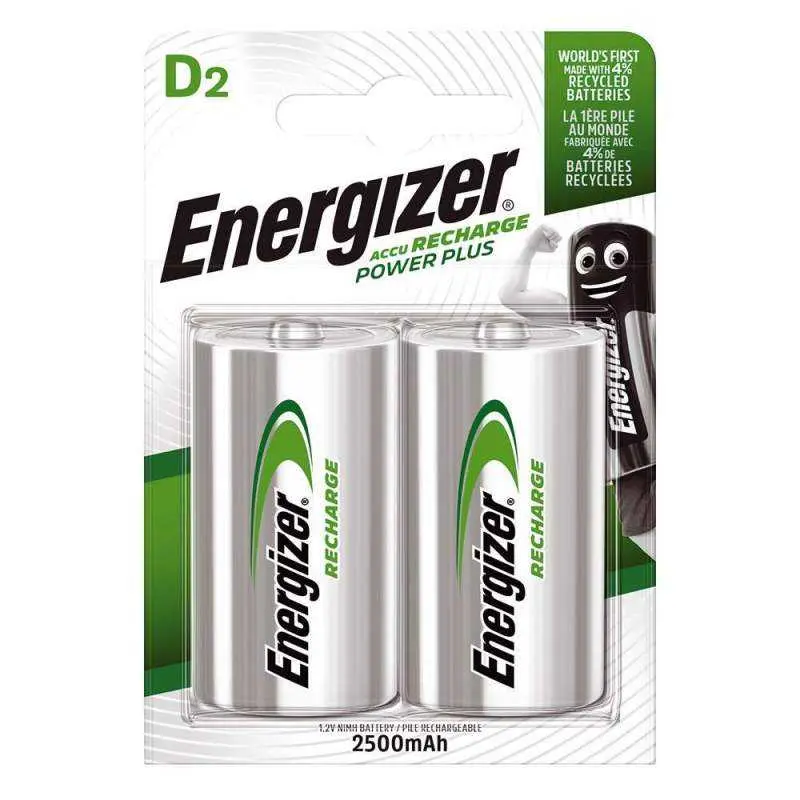 2 Piles Rechargeables D / HR20 2500mAh Energizer Power Plus