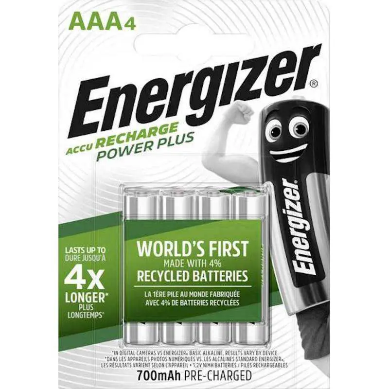 Lot de 4 Piles Rechargeables AAA / HR03 700mAh Energizer Power Plus 7638900417005