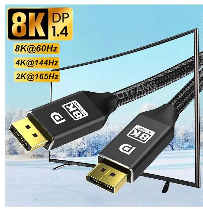 Câble DP mâle vers mâle, 1.5 M, display port mâle vers mâle, pour moniteur PC, câble DP 1.4 vers DP, 8K, 4K, 144Hz, 165Hz