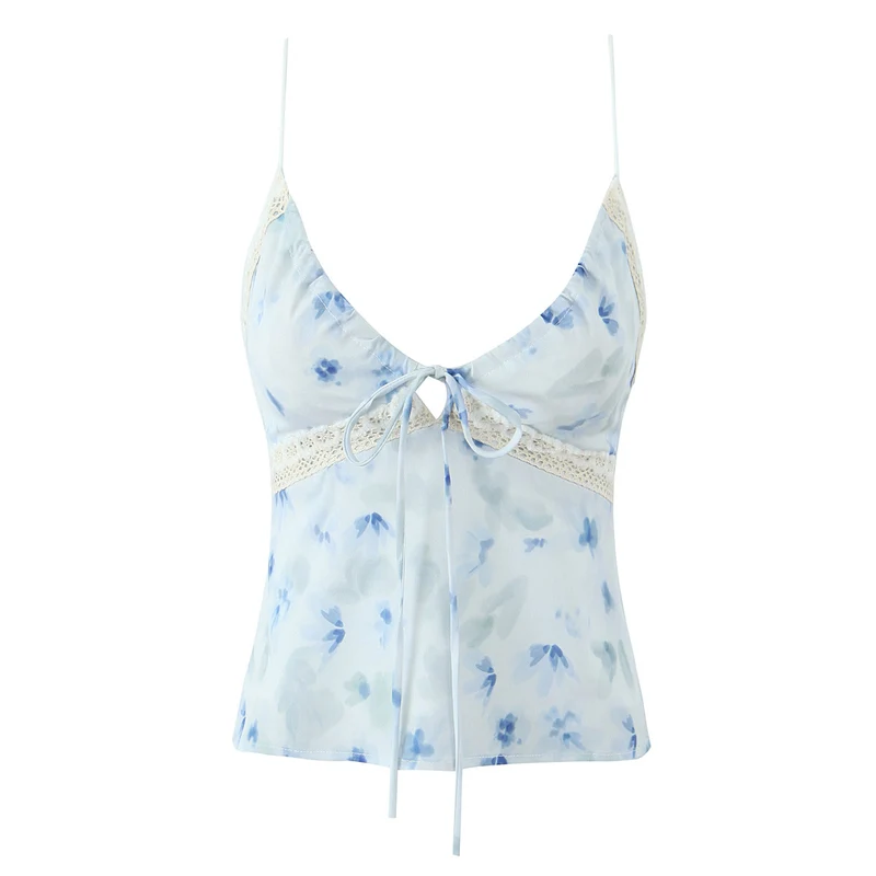 Lila Lace-Trimmed Floral Camisole