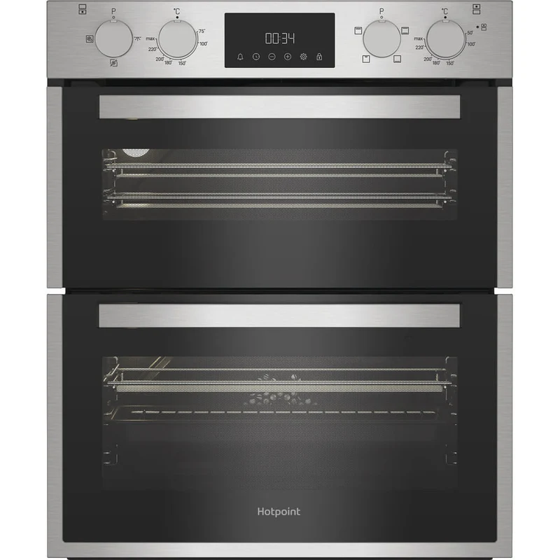 Hotpoint DUH10DIX Built In Electric Double Oven with Enamel Liners Stainless Steel