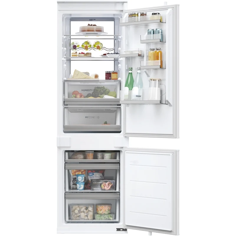 Haier HBW7518CTK 177cm 70/30 Integrated Total No Frost Fridge Freezer with Sliding Door Hinge White - C Rated