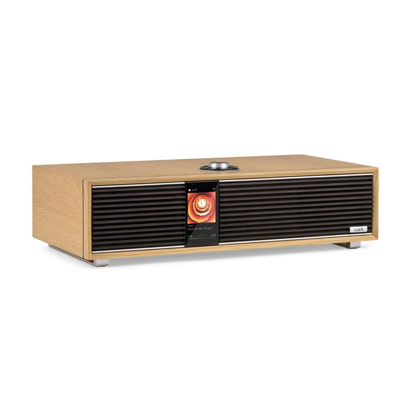 Ruark R410 Anniversary Edition Integrated Music System - White Oak Veneer Cabinet with Ebonised Grille & Ebony Veneer Inlay