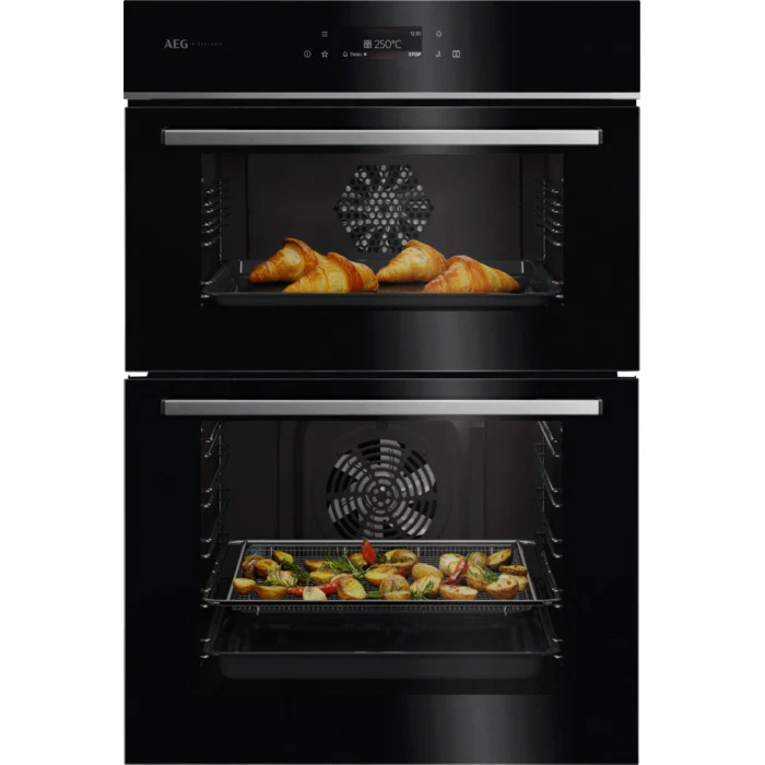 AEG Series 5000 GE7CP61FB SurroundCook Catalytic Built In Electric Double Oven Gloss Black